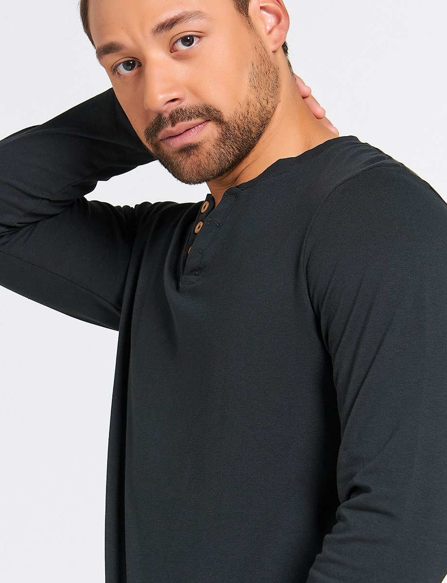 Buzo Básico Cuello Henley 3 Botones