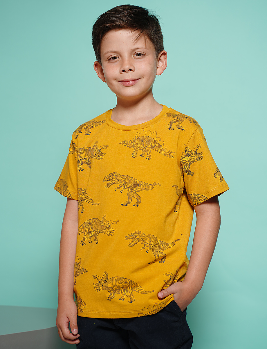 Camiseta Dinosaurios Mostaza