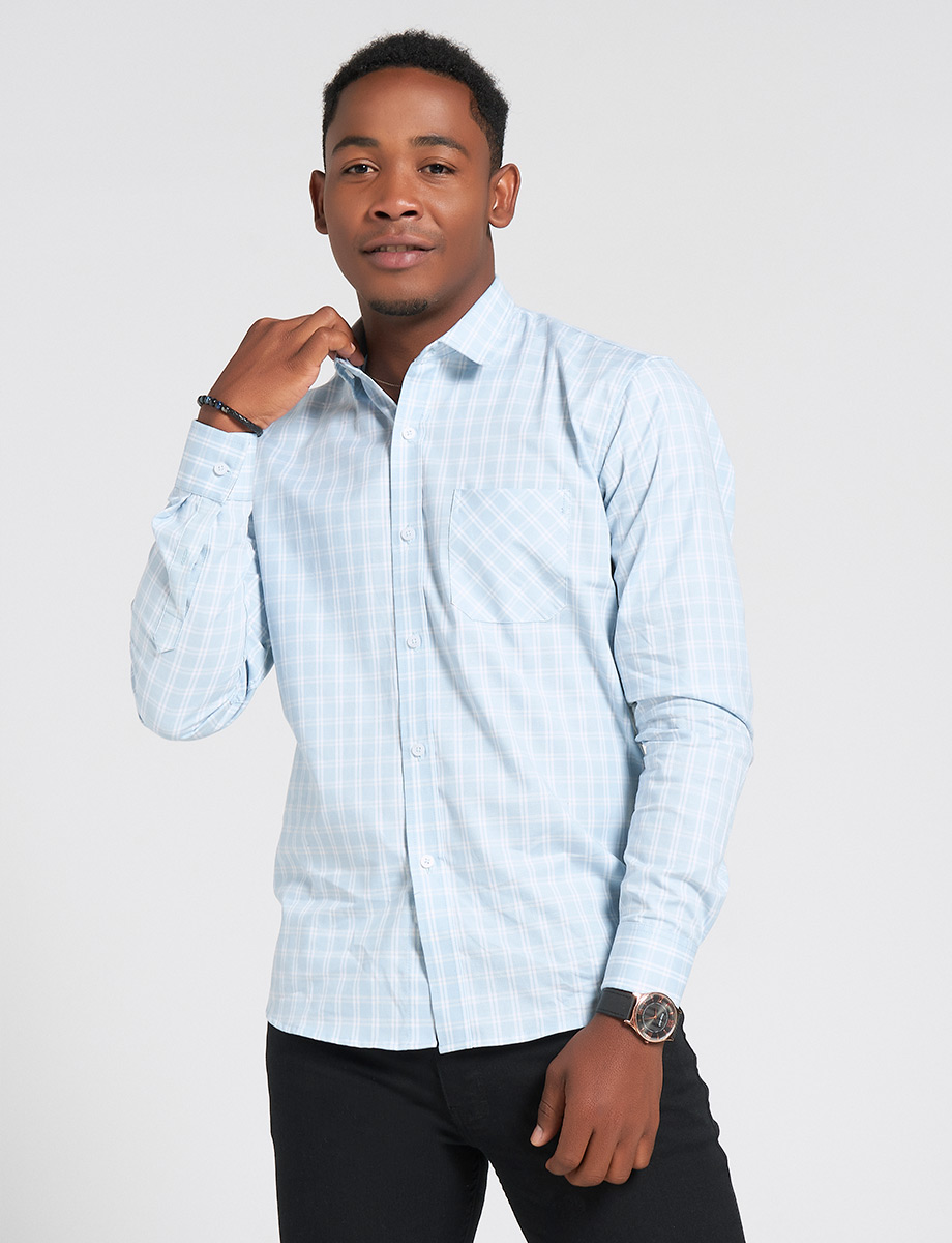 Camisa Cuadros celeste