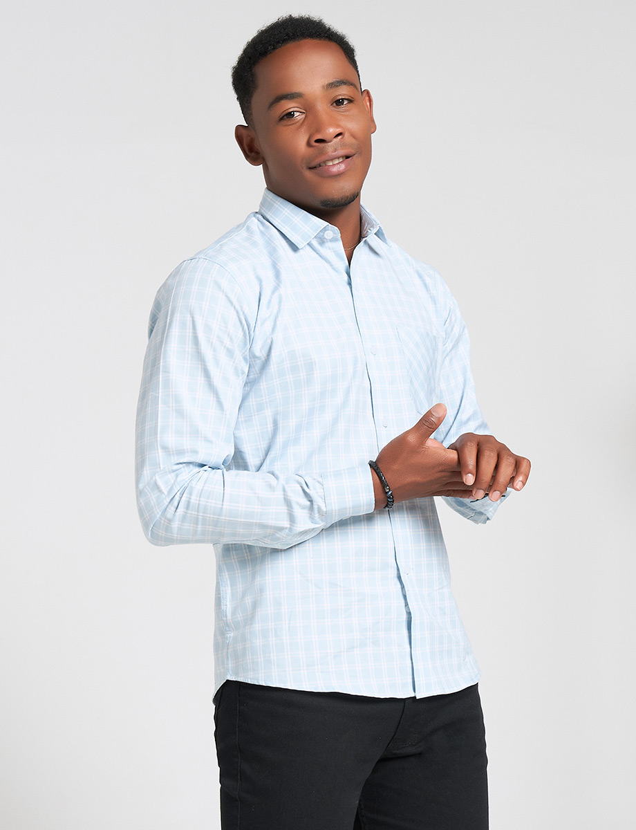Camisa Cuadros celeste