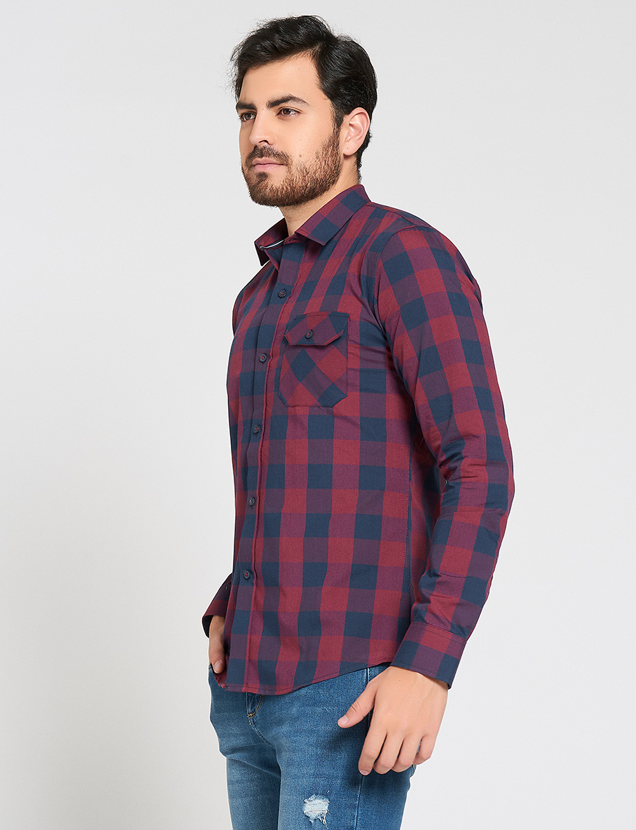 Camisa Cuadros rojo - azul marino