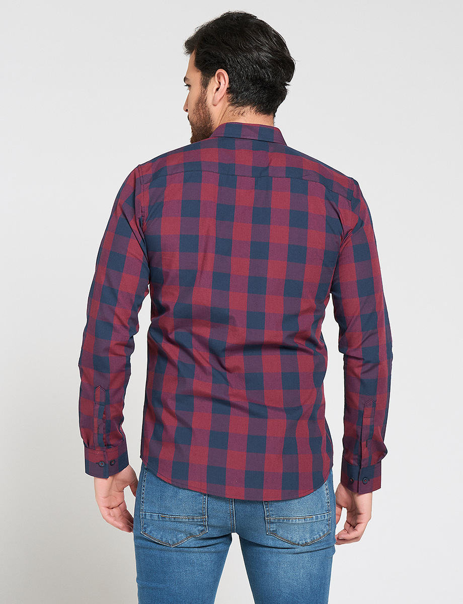 Camisa Cuadros rojo - azul marino