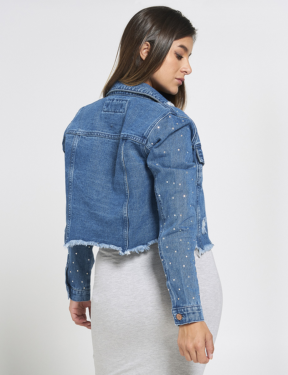 Chaquetas Denim Brillos Azul Medio