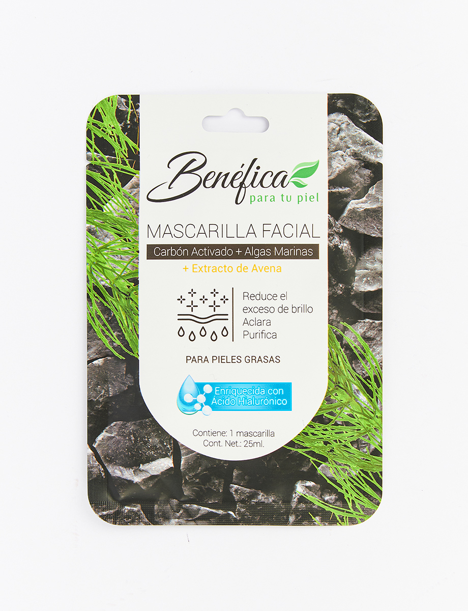 Mascarilla Facial Carbón Activado + Algas Marinas Benéfica