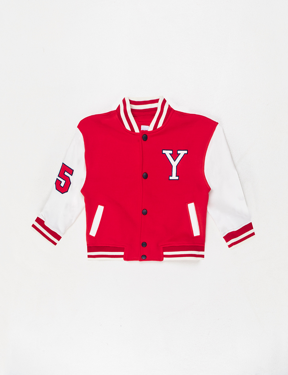 Chompa esc Fleece Rojo/Blanco