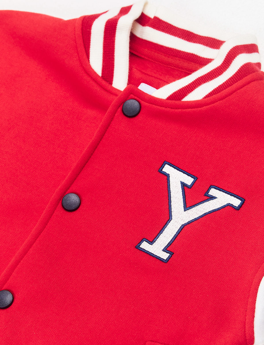 Chompa esc Fleece Rojo/Blanco