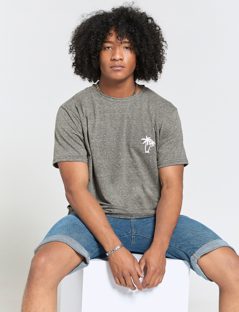 Camiseta Palmeras Gris Oscuro