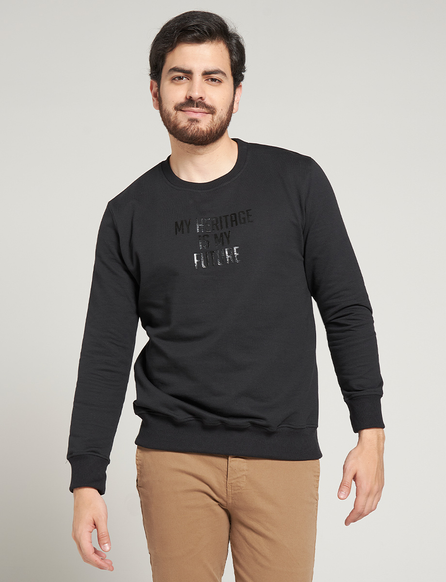 Buzo Estampado Letras Negro
