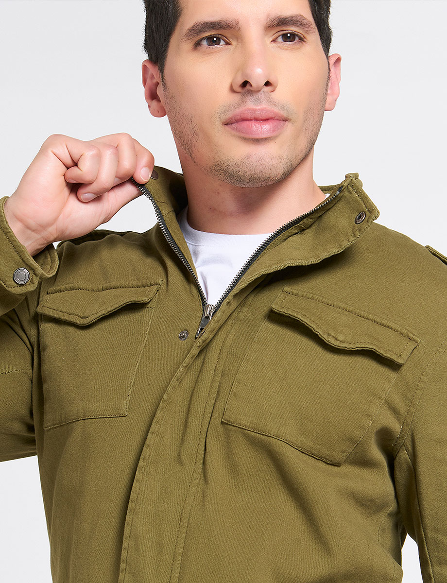 Parka Gabardina Verde Militar