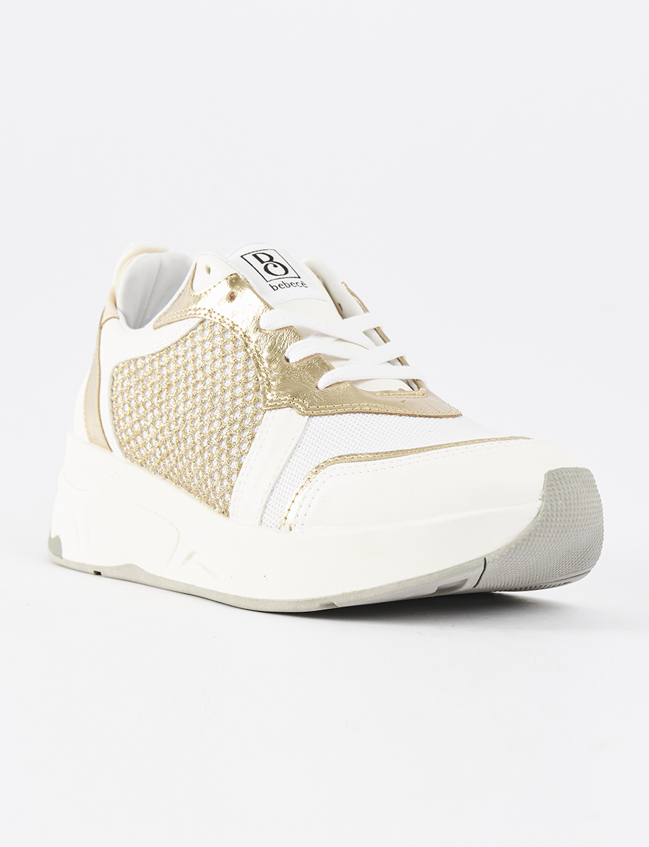 Sneaker Combinado Blanco/Dorado Bebece