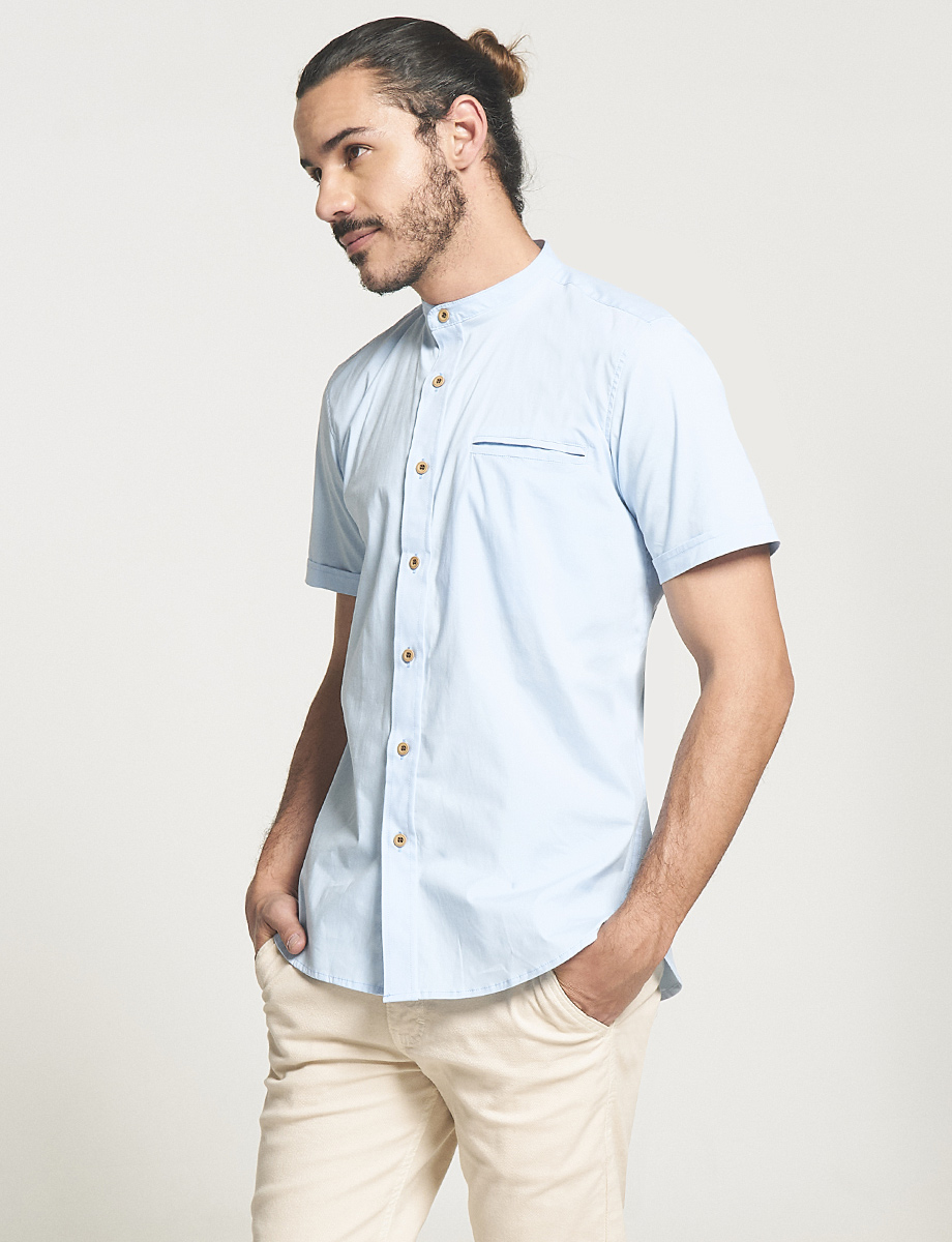 Camisa Cuello Neru Celeste