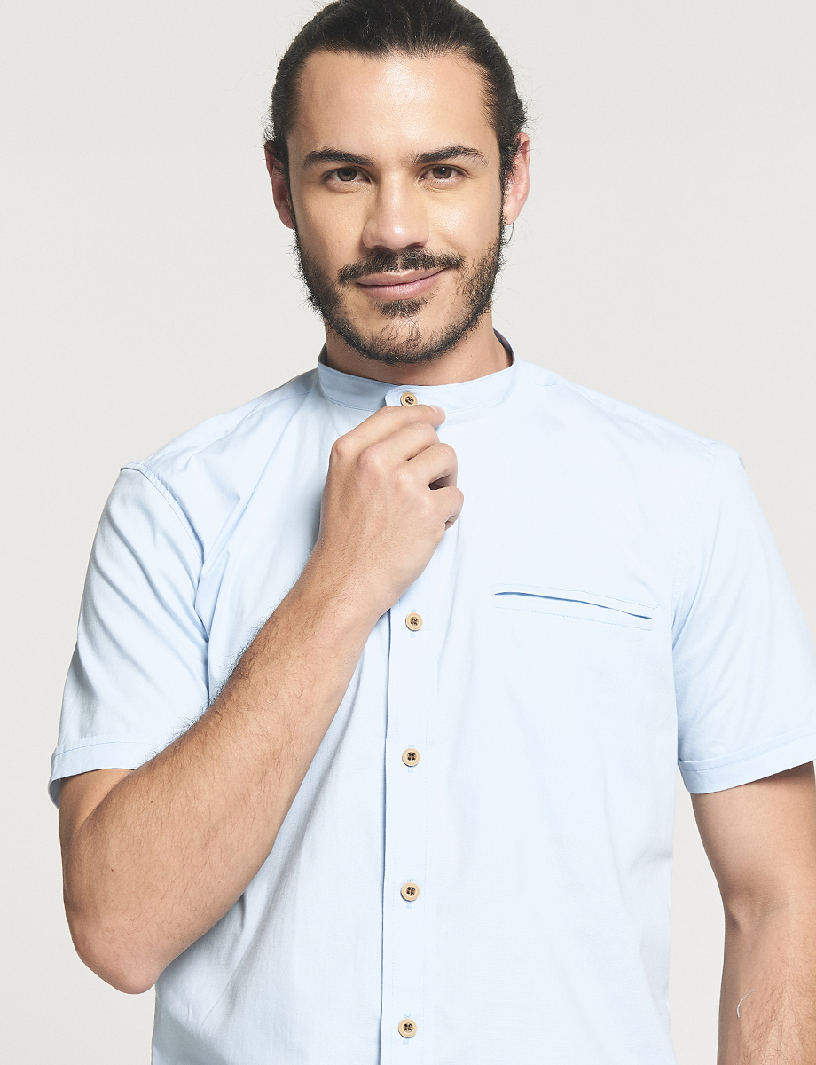 Camisa Cuello Neru Celeste