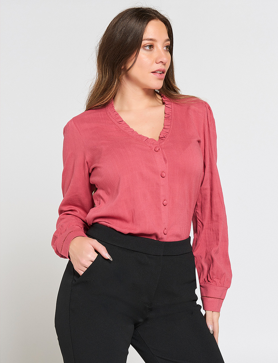 BLusa Coral con Ruches