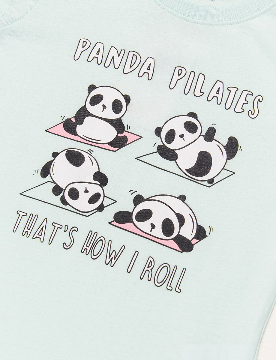 Camiseta esc Verde menta Panda Pilates
