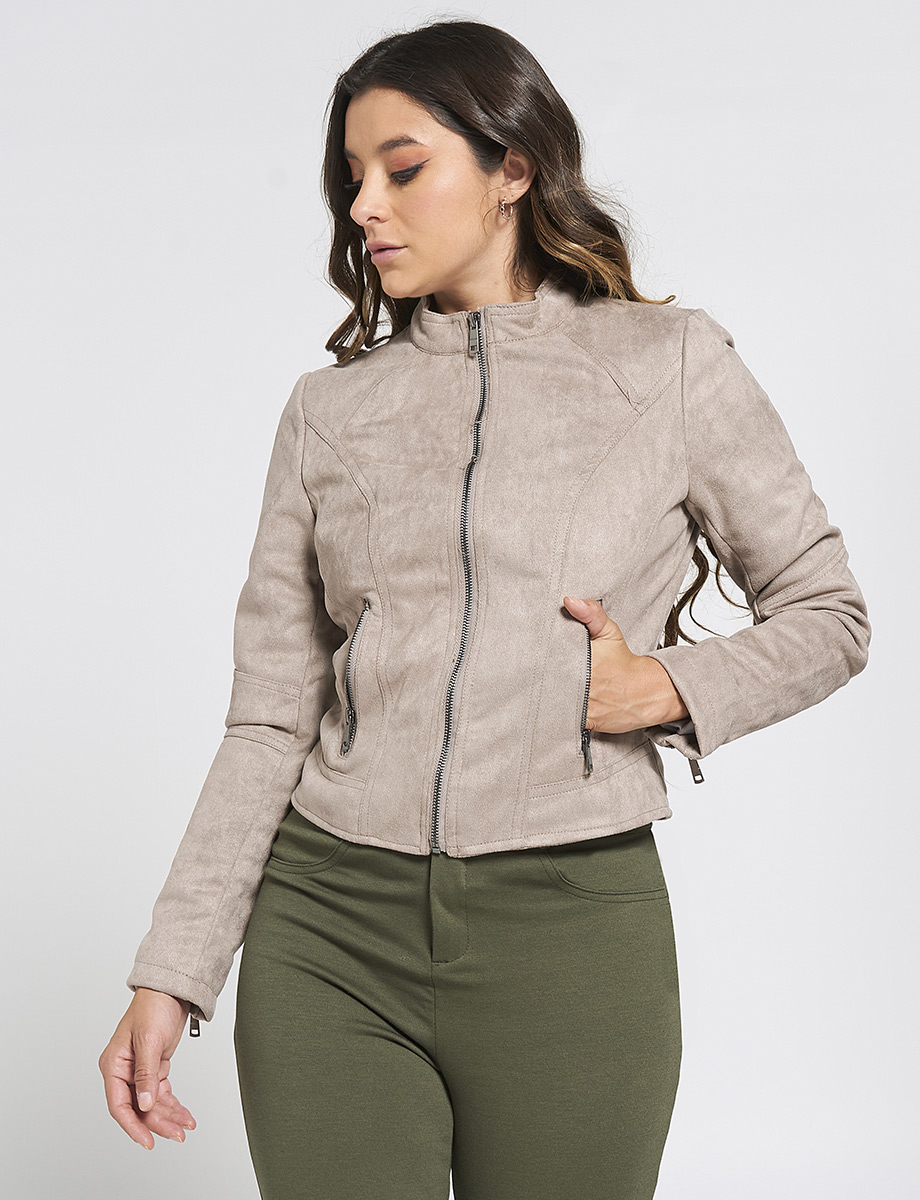 Chaqueta Unicolor con Cierres