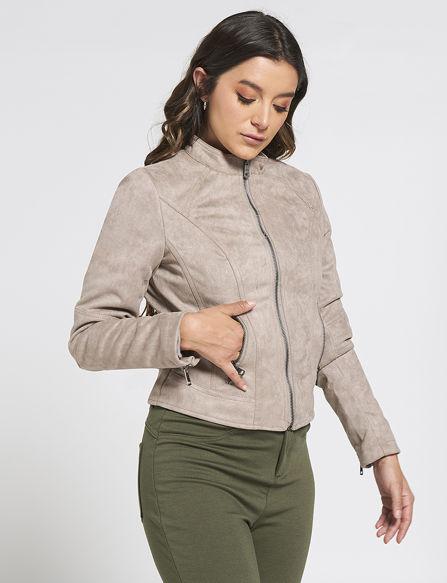 Chaqueta Unicolor con Cierres