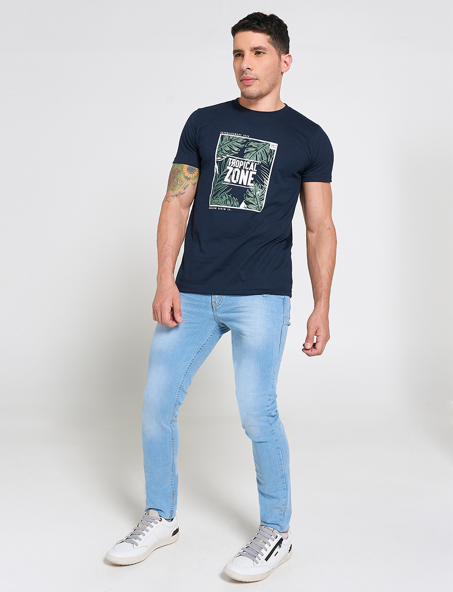 Jean Skinny con Desgaste Azul Claro