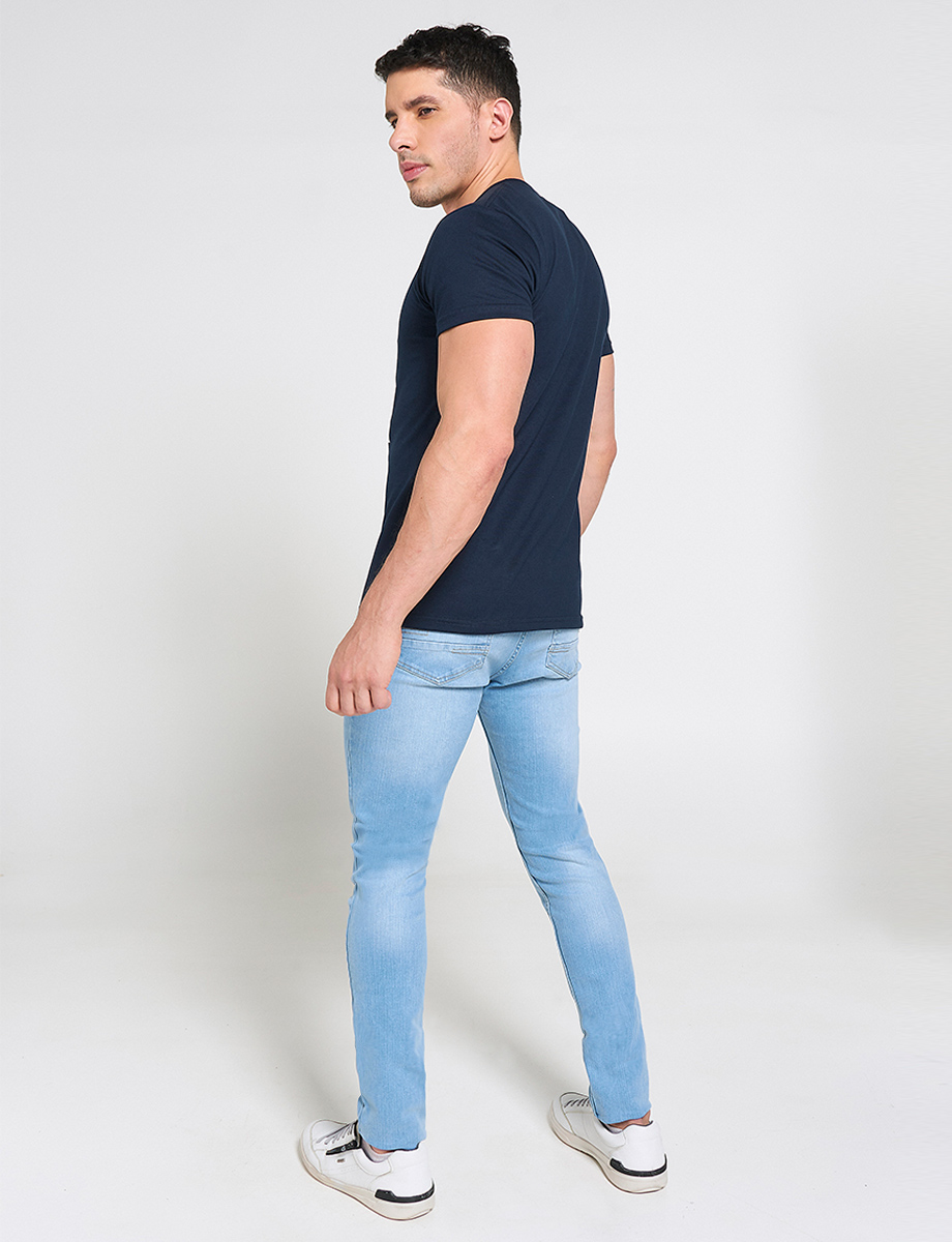 Jean Skinny con Desgaste Azul Claro