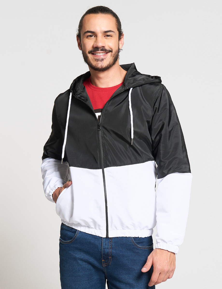 Chompa Combinada blanco/negro Nylon