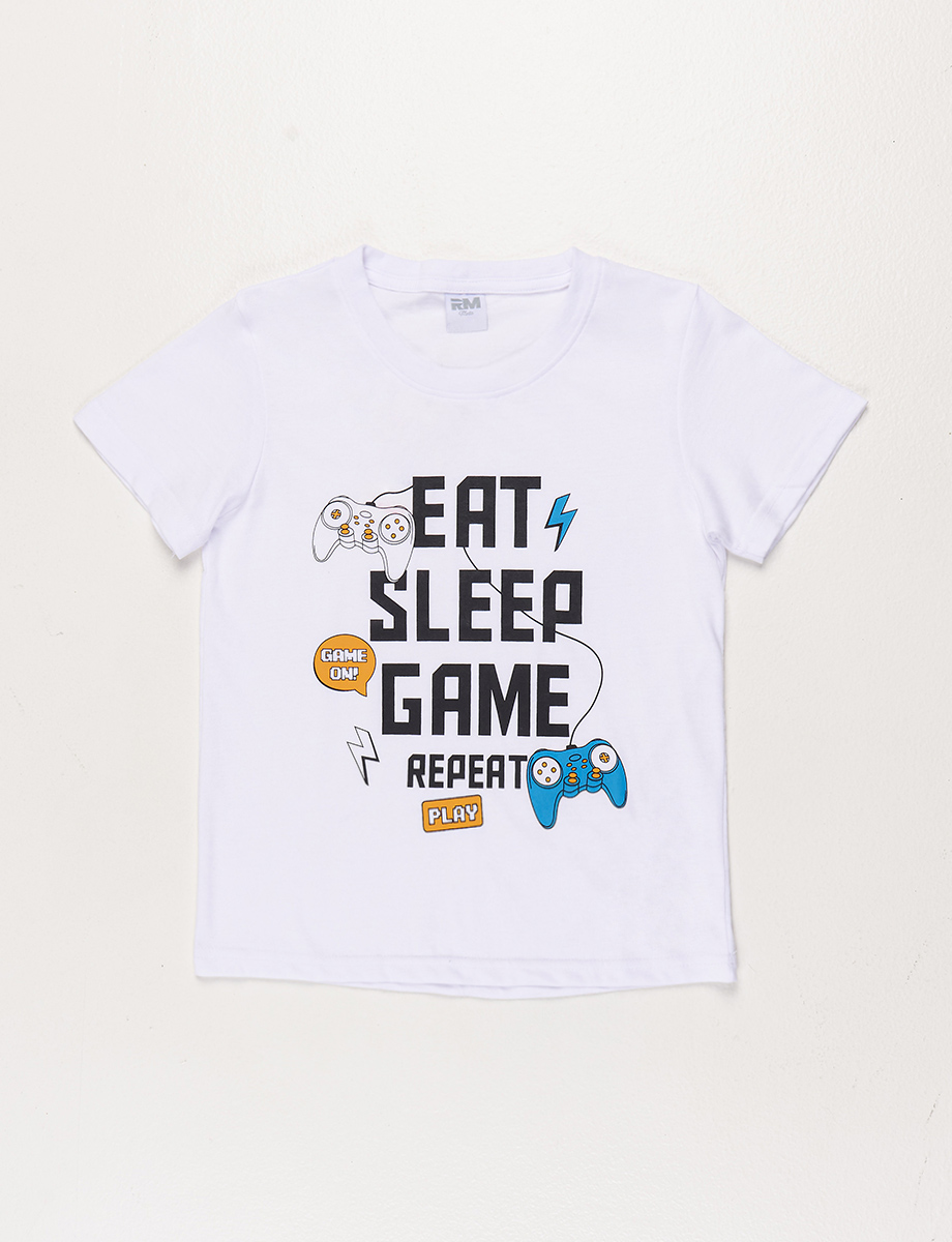 Camiseta Blanca Eat Sleep Game Repeat