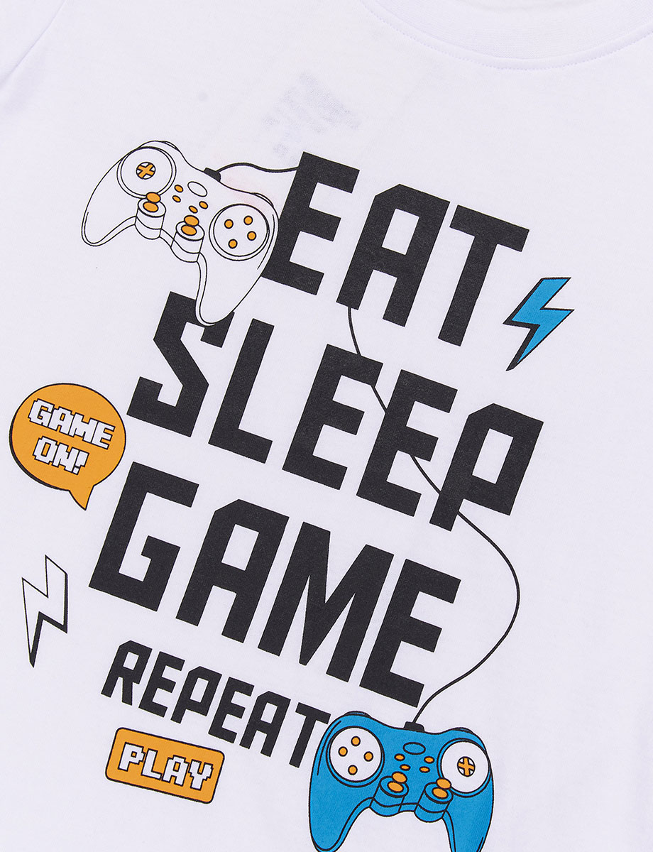 Camiseta Blanca Eat Sleep Game Repeat