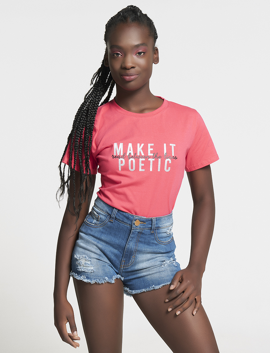 Camiseta Make It Poetic Coral