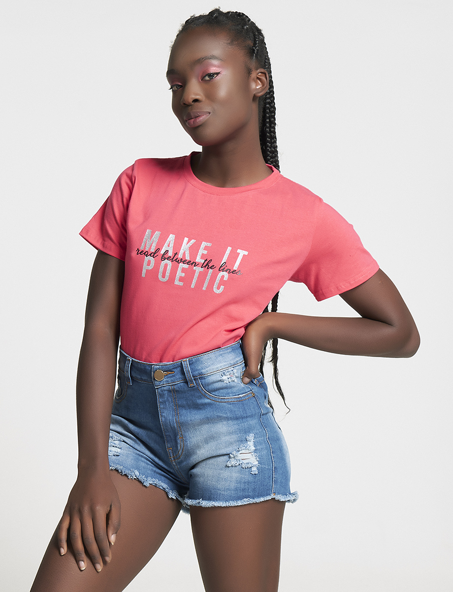 Camiseta Make It Poetic Coral