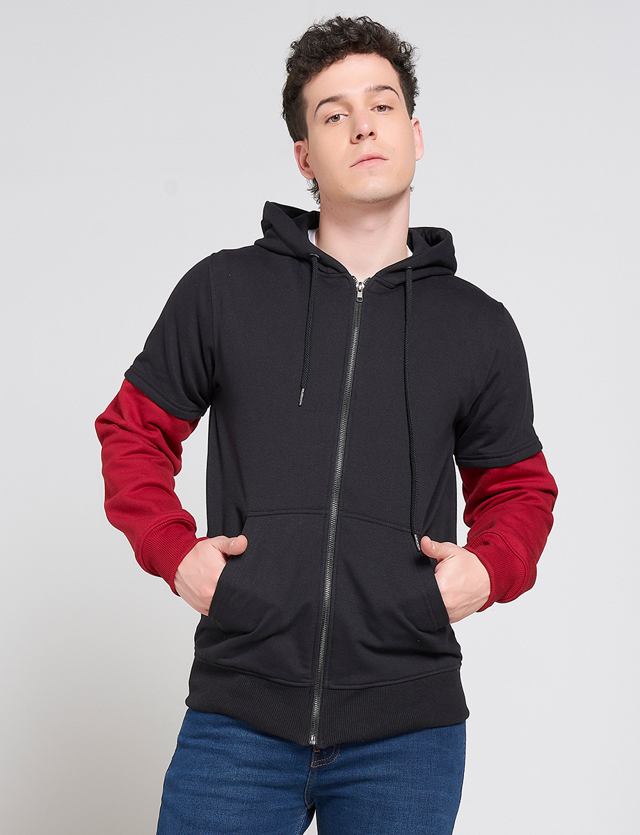 Chompa Fleece Negro/Rojo