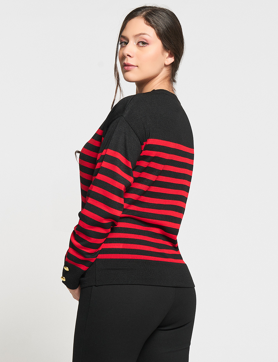 Sweater a Rayas Negro/Rojo