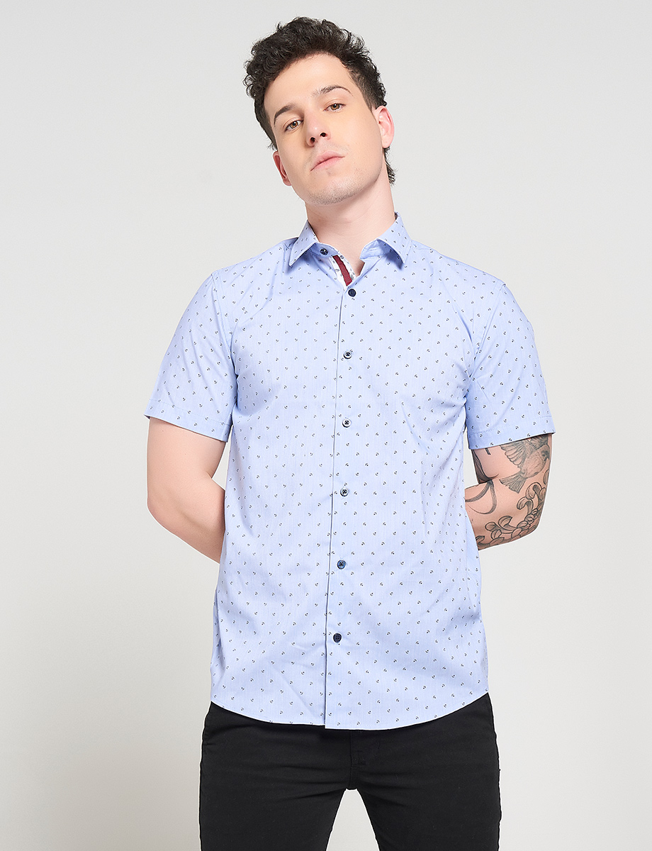 Camisa Prints Anclas Manga Corta