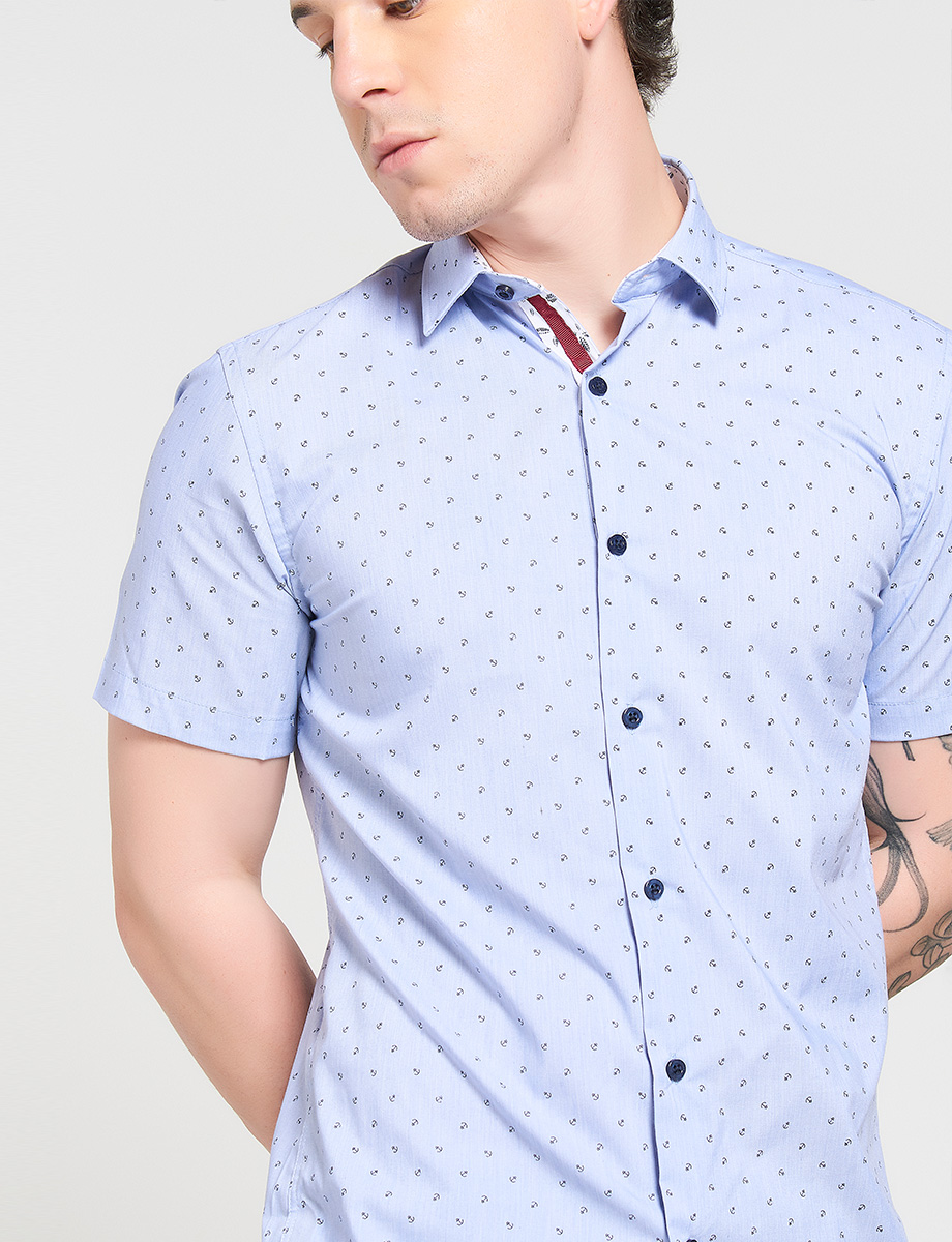 Camisa Prints Anclas Manga Corta