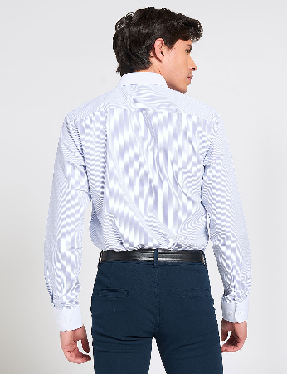 Camisa Ejecutiva a Rayas Blanco/Celeste