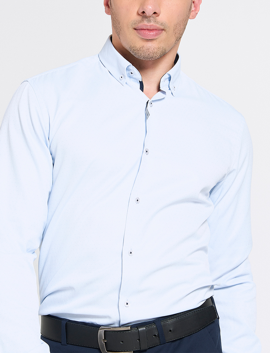 Camisa Celeste Cuello Button Down