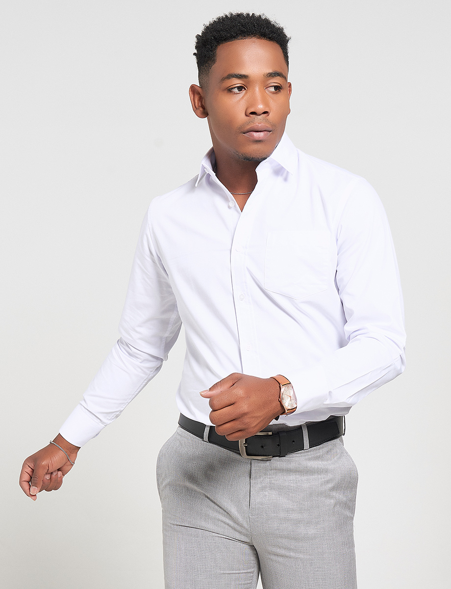 Camisa llana Manga larga Blanco
