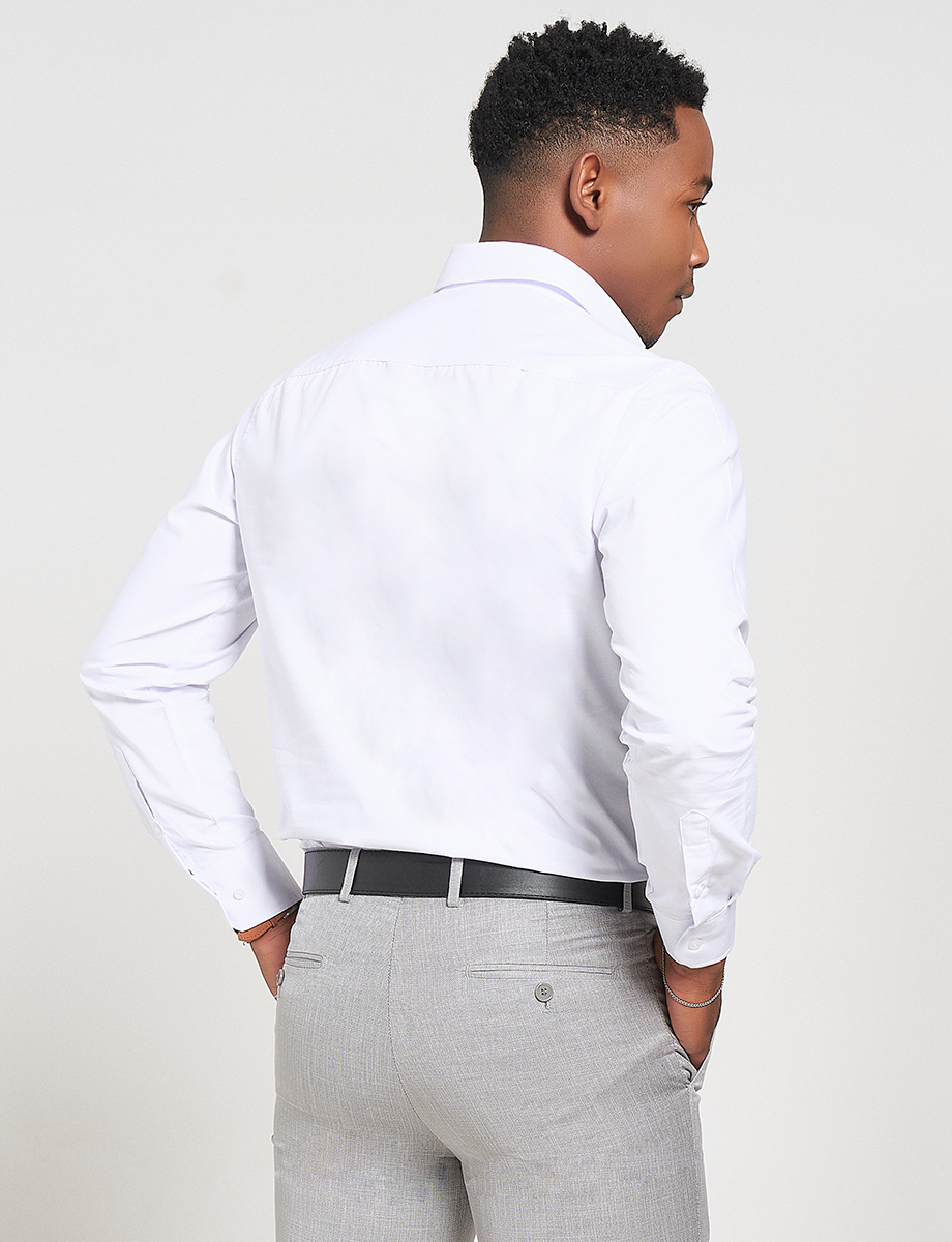 Camisa llana Manga larga Blanco
