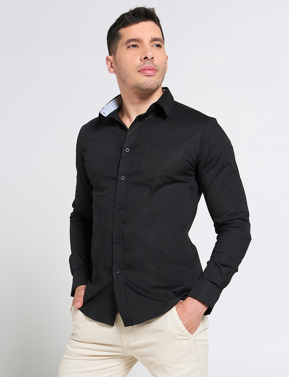 Camisa Llana con Bolsillo