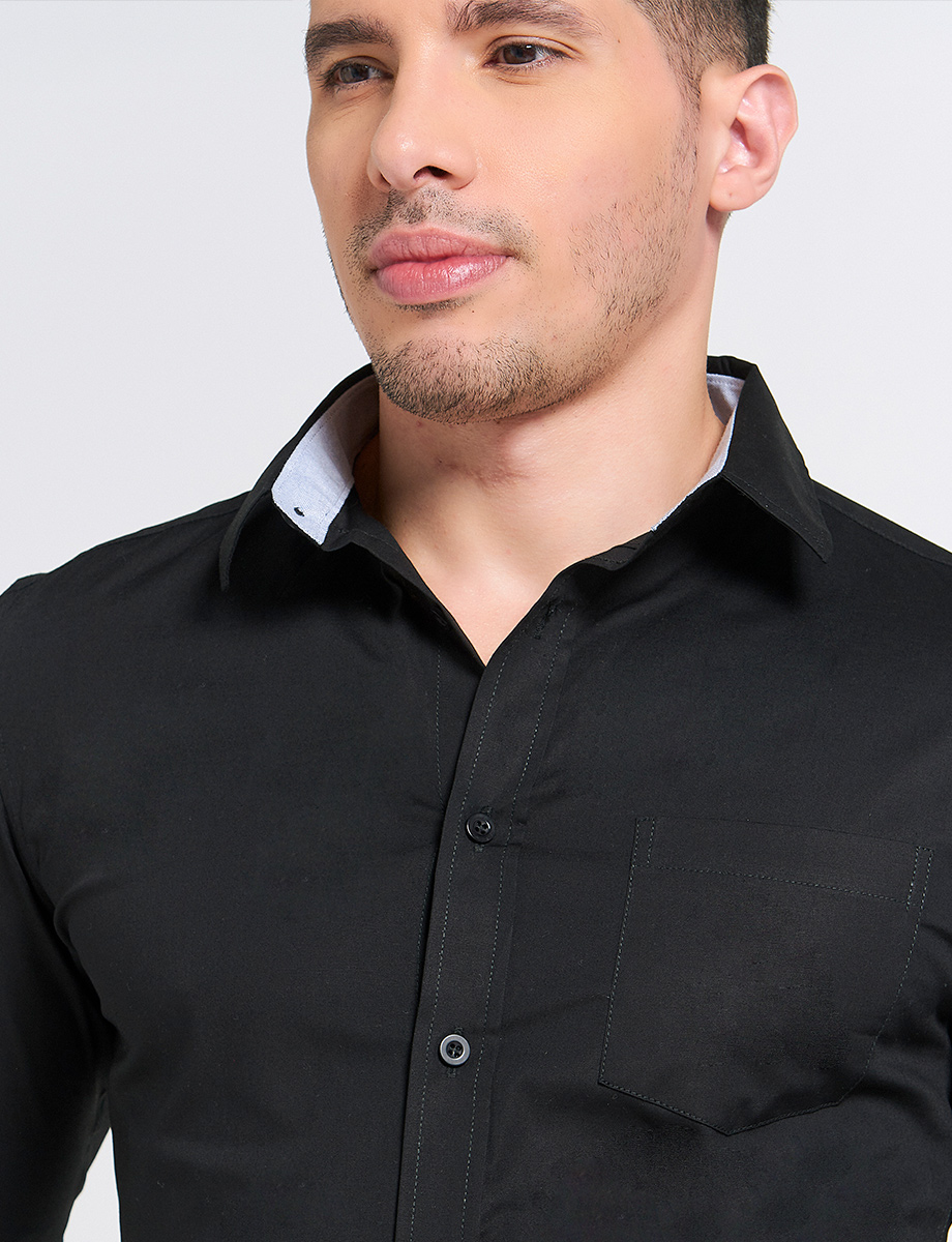 Camisa Llana con Bolsillo
