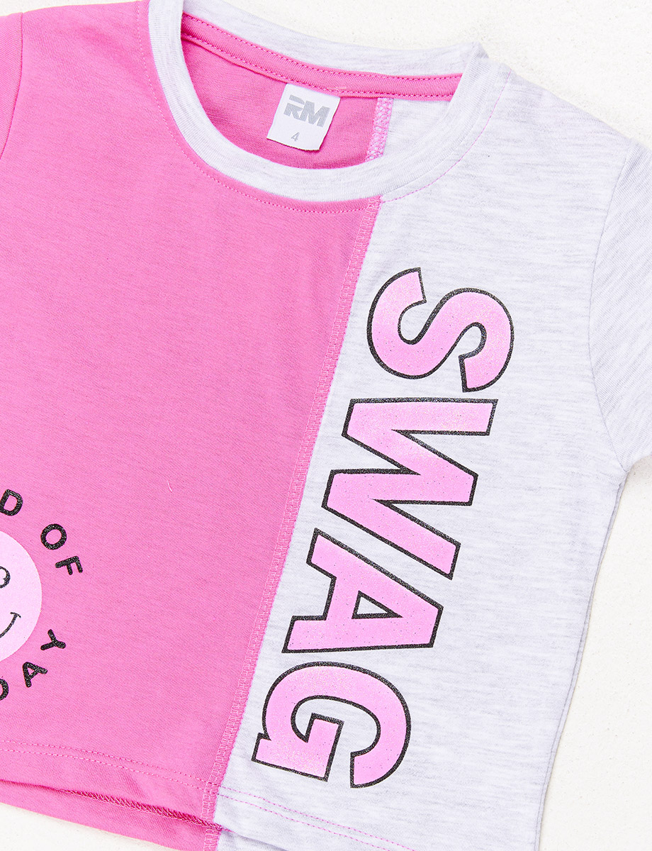 Camiseta esc Crop Bicolor Swag