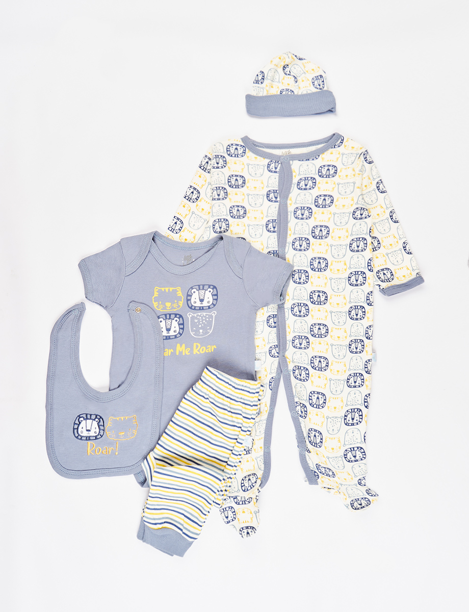 Set x5 Piezas León Gris/Amarillo