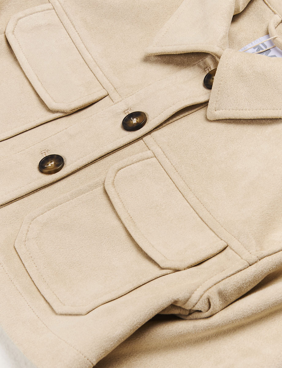 Chaqueta esc Crop Suede Beige