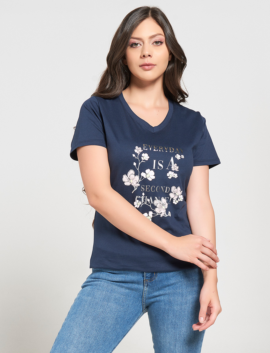 Camiseta Estampada Cuello en V