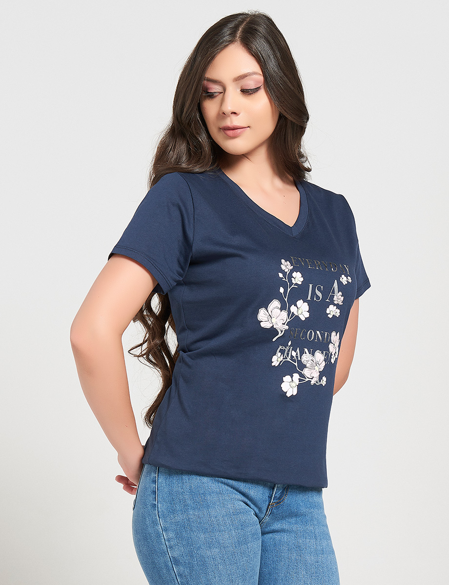 Camiseta Estampada Cuello en V