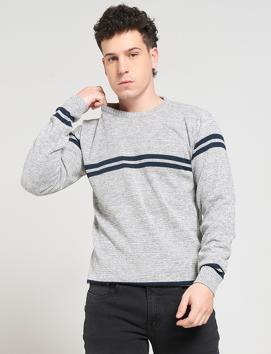 Sweater con Líneas Gris