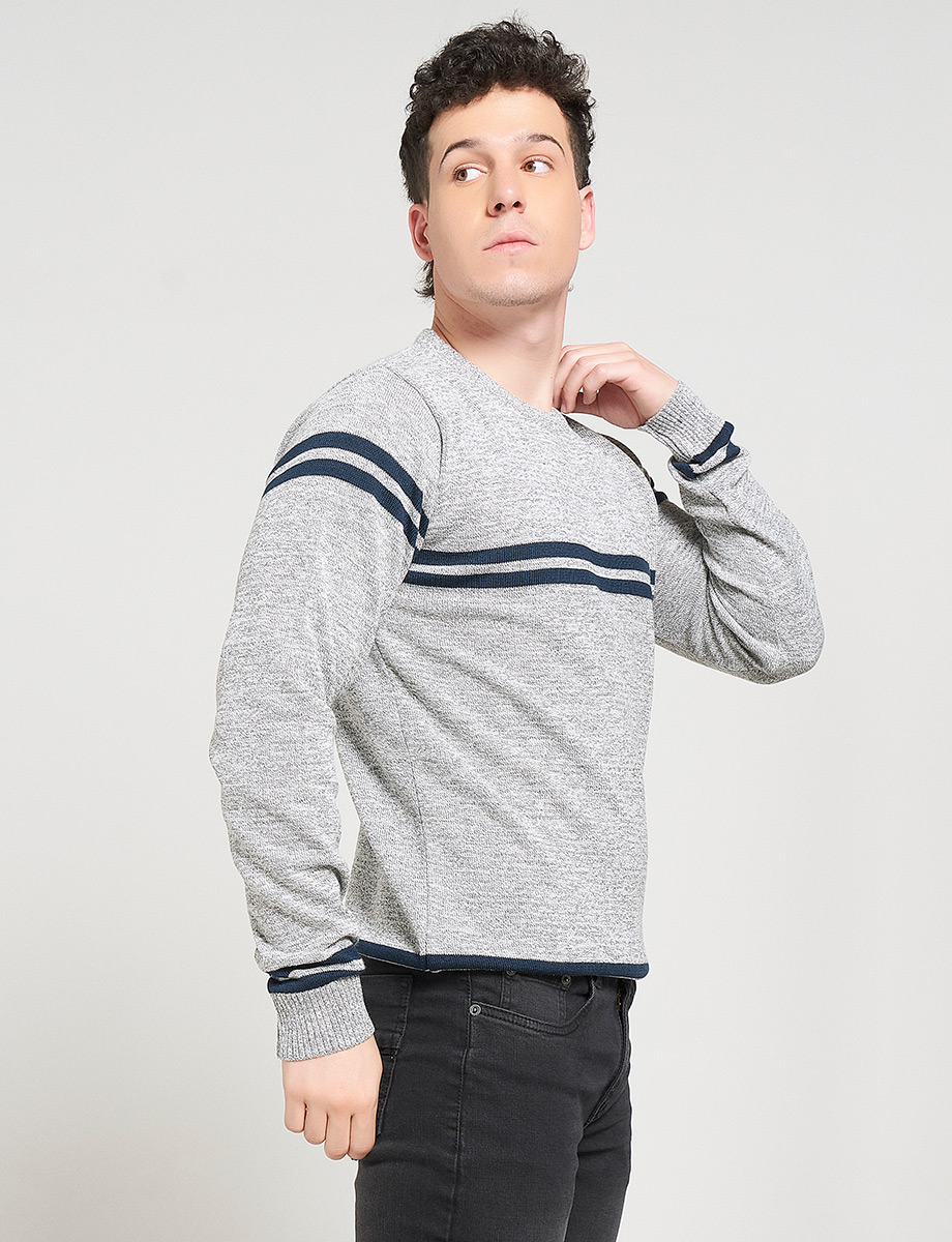Sweater con Líneas Gris