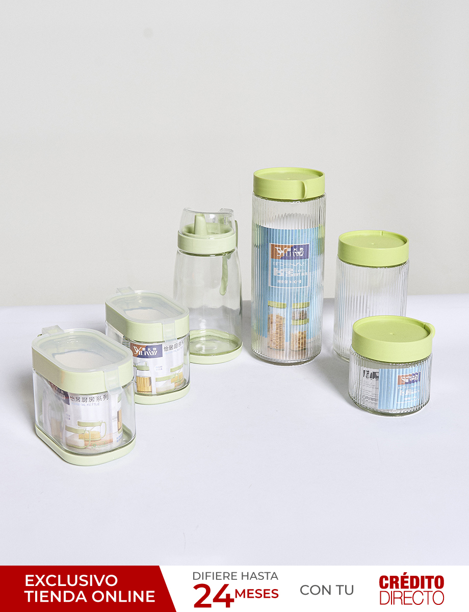 Set de 3 Latas + 3 Jaras Vidrio Transparente