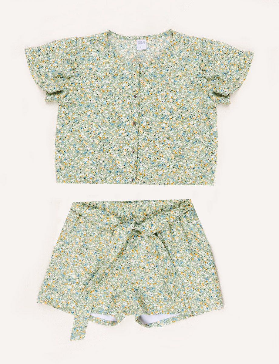 Conjunto Blusa + Short Estampado Flores
