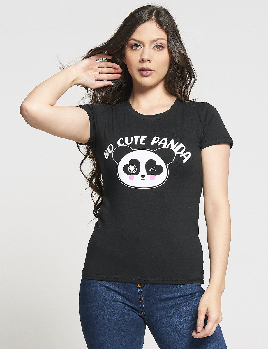 Camiseta So Cute Panda Negra