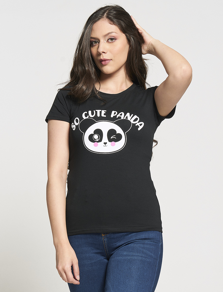 Camiseta So Cute Panda Negra