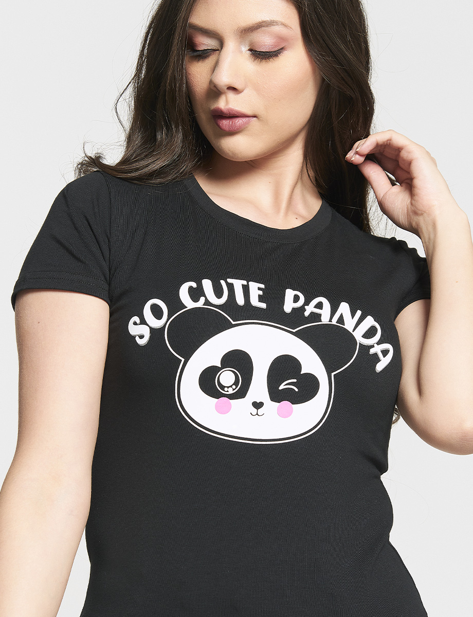Camiseta So Cute Panda Negra