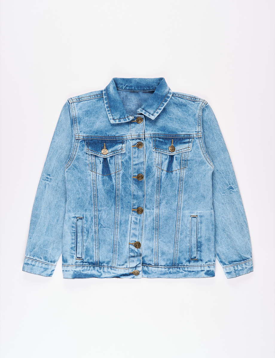 Chaqueta Denim con Desgastes Azul claro